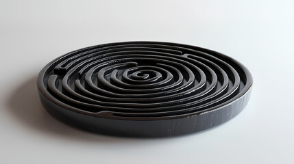 Black labyrinth maze on white gloss surface. 3d illustration. Labyrinth. Illustration