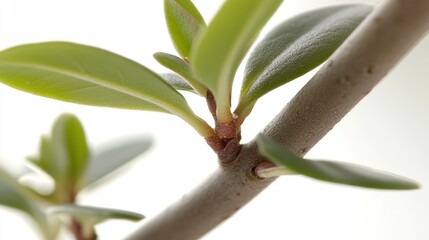 Fototapeta premium Close-up of Jade Plant Branch with Vibrant Green Leaves