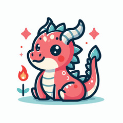 Vector cute dragon in flight