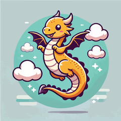 Vector cute dragon child, suitable for clothing design, packaging and strategic products for children