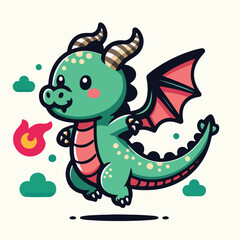 Vector cute dragon child, suitable for clothing design, packaging and strategic products for children