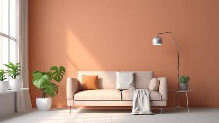 Luxurious Living room in a minimalist style in pastel colors