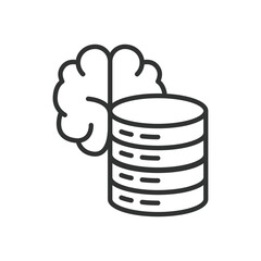 AI Server Brain Neural Network, icon in line design. AI, server, brain, neural, network, intelligence, computing on white background vector. AI Server Brain Neural Network editable stroke icon