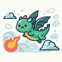 Vector cute dragon child, suitable for clothing design, packaging and strategic products for children