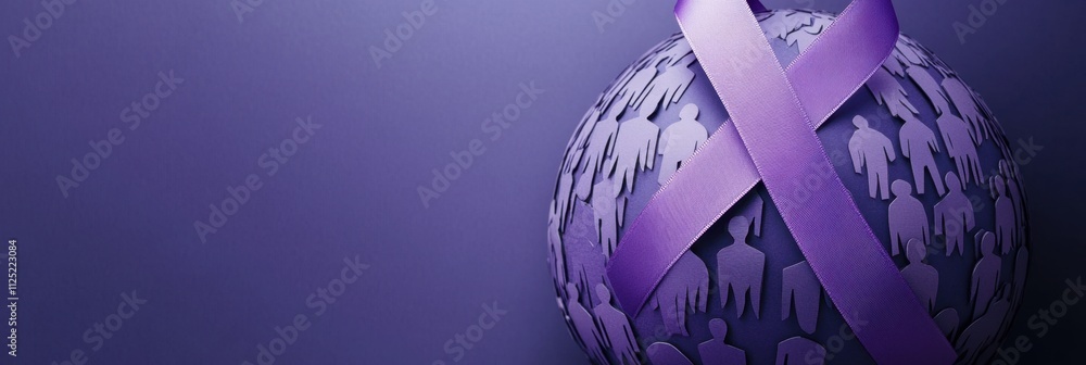 Poster global awareness ribbon: a symbolic representation of worldwide support and unity for a cause
