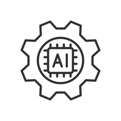 Artificial Intelligence Mechanism, icon in line design. Artificial, intelligence, mechanism, AI, system, machine on white background vector. Artificial Intelligence Mechanism editable stroke icon