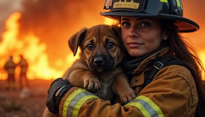 Female Firefighter Saves Puppy Near Burning House