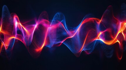 Fototapeta premium Abstract glowing waves, vibrant red and blue hues.