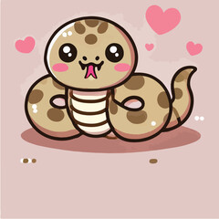 Simple and cute snake character vector