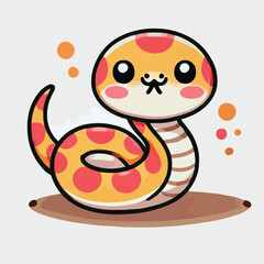 Simple and cute snake character vector