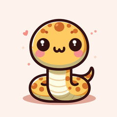 Vector cute snake character with flatdesign