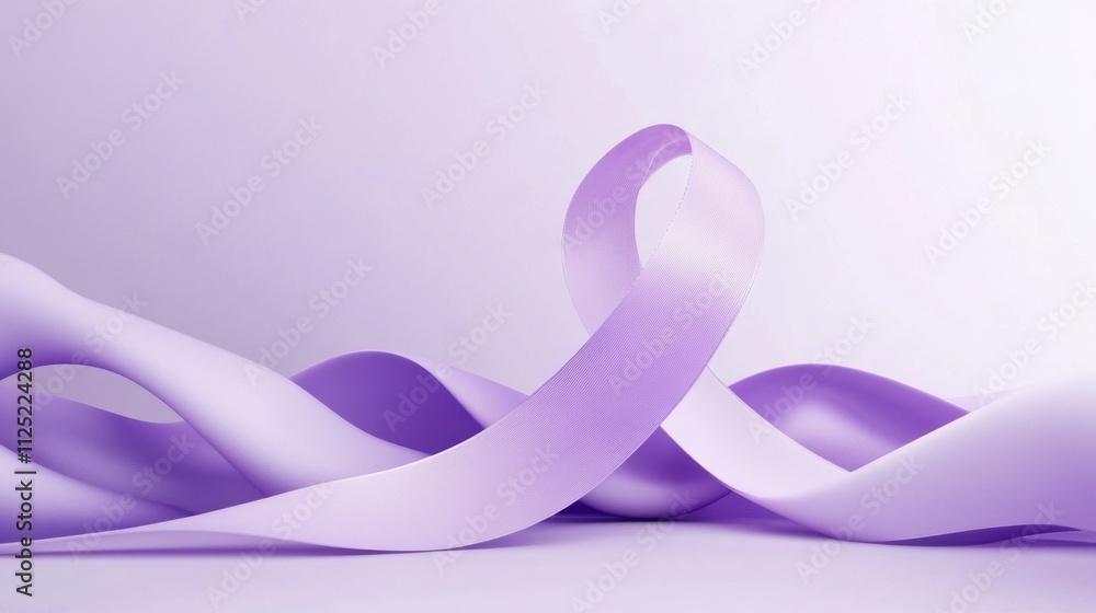 Poster abstract lavender ribbon waves: elegant swirls and soft curves in a minimalist design