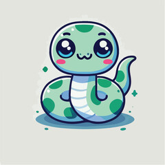 Vector cute snake character with flatdesign