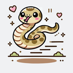 Vector cute snake character with flatdesign