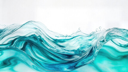 Turquoise Waves on White Background Design