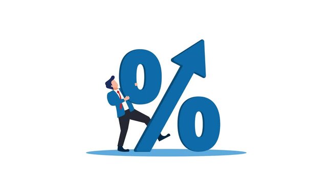 animation of person holding percentage, illustration of tax increase