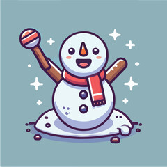 Vector snowman with a cute and simple hat