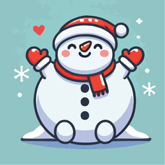 Vector snowman with a cute and simple hat