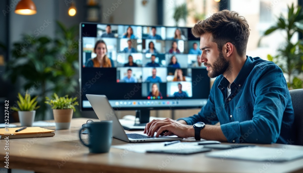 Poster digital interaction in modern offices enhancing remote work collaboration effectively