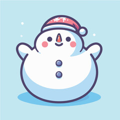 Vector snowman with a cute and simple hat