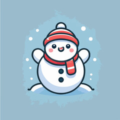Cute and simple snowman character vector