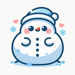 Cute and simple snowman character vector