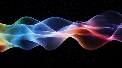 Fototapeta premium Rainbow wave, dark background, speckled with light.