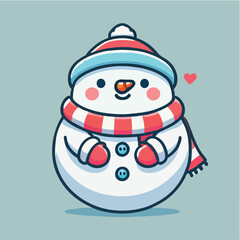 Cute and simple snowman character vector