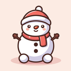 Cute and simple snowman character vector