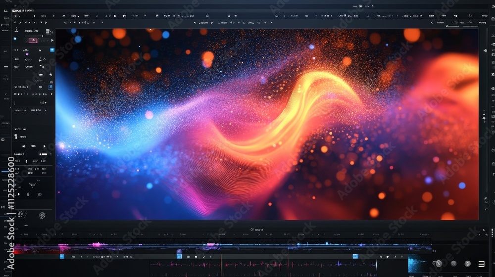 Poster digital video editing software displays abstract visuals.