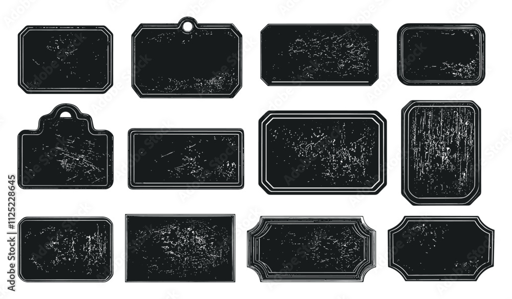 Poster empty vintage labels set ink style vector illustrations unique artwork creative design blank decorat