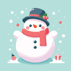 Cute and simple snowman character vector