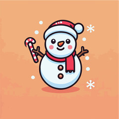 Cute and simple snowman character vector