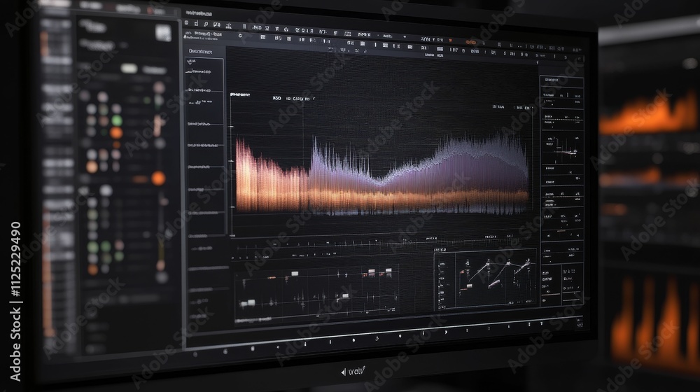 Poster digital audio waveform analysis display.