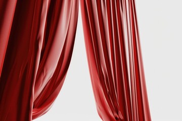 Luxurious Red Velvet Theatre Curtains for Stage Shows and Performances - 3D Render Illustration