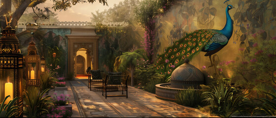 Obraz premium Landscape house and Resort garden design ideas Indian style
