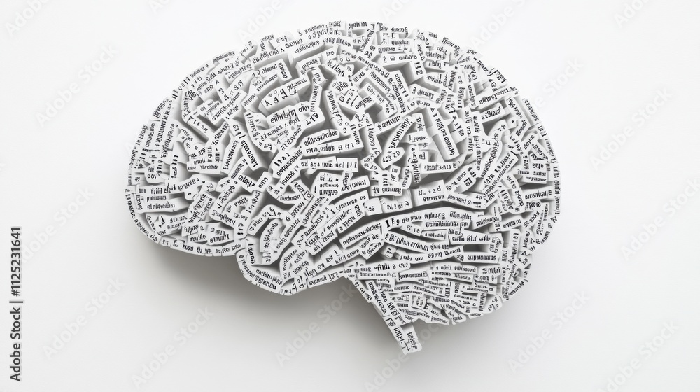 Fototapete a brain shape composed of various words and phrases illustrates complex concepts, leaving plenty of 