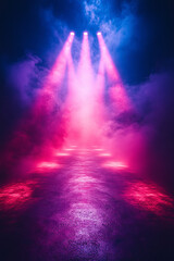 Vibrant Neon Tunnel with Symmetrical Light Beams in Futuristic Pink and Blue Glow