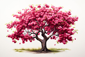 Obraz premium Cherry tree illustration isolated on clear white background