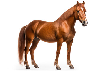 Fototapeta premium Chestnut horse isolated on clear white background