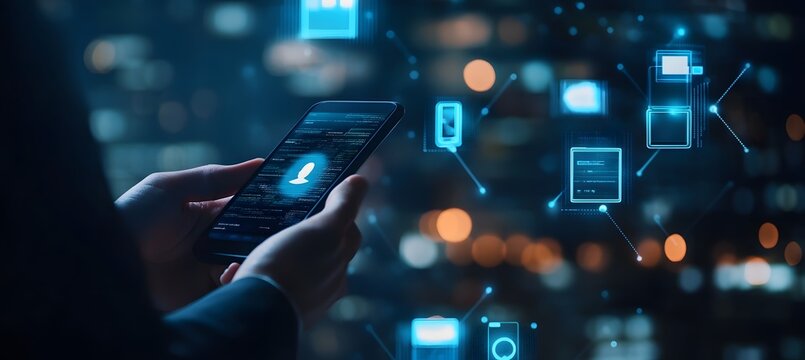 Customer journey concept. Businessman use smartphones with virtual customer journey icons, and journey evaluations to boost satisfaction, encourage repeat business, and drive revenue growth,


