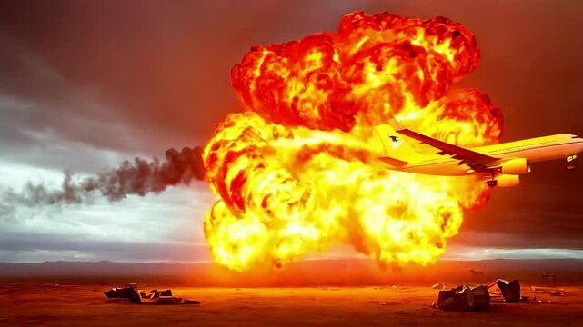 A Dramatic Plane Crash Occurs Amidst a Fiery Explosion and Chaos That Follows Afterward