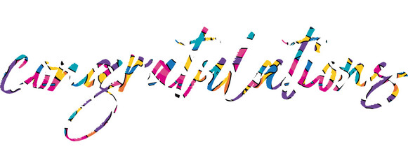 Congratulations Modern calligraphy. Hand drawn lettering of congratulations isolated on the white background. congratulations vector illustration. Sticker for social media content, cards, invitation,