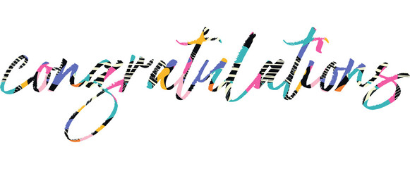 Congratulations Modern calligraphy. Hand drawn lettering of congratulations isolated on the white background. congratulations vector illustration. Sticker for social media content, cards, invitation,