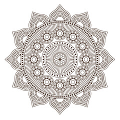Fototapeta premium Blossom Mandala Shape. Circular pattern in form of mandala, tattoo, decoration. Decorative ornament in ethnic oriental style. 