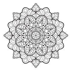 Blossom Mandala Shape. Circular pattern in form of mandala, tattoo, decoration. Decorative ornament in ethnic oriental style.
