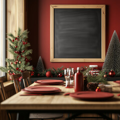 Office Break Room with Christmas Chalkboard Menu and Decorations