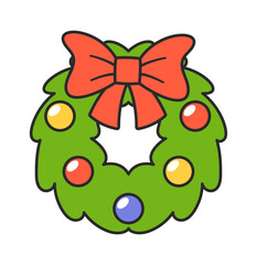 Christmas wreath decorated colorful baubles