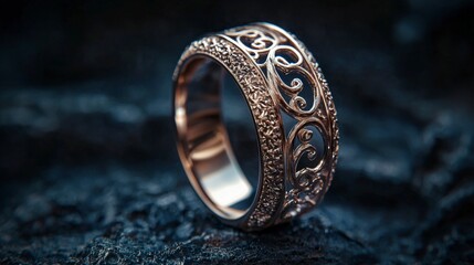 Intricate filigree ring closeup artisanal jewelry studio macro photography elegant design craftsmanship focus