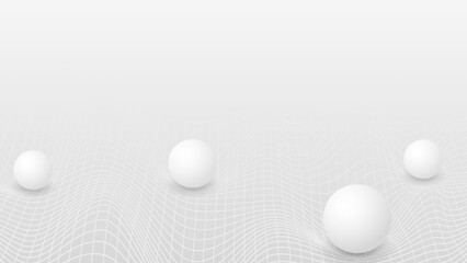 White grid line on gray background with sphere. Perspective. Technology banner. Vector illustration